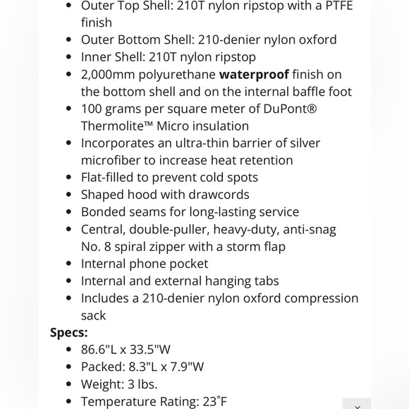 Elite Survival Systems Recon 3 Sleeping Bag - Picture 12 of 12